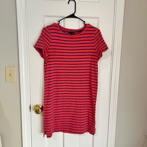 Banana Republic Coral and Navy Striped Dress